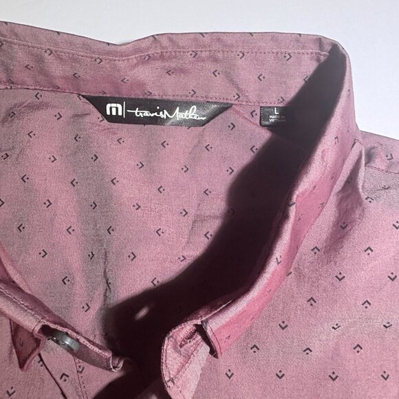 Travis Mathew Tidbits Button Down Heather Tawny Port size Large Short Sleeve - Picture 13 of 13